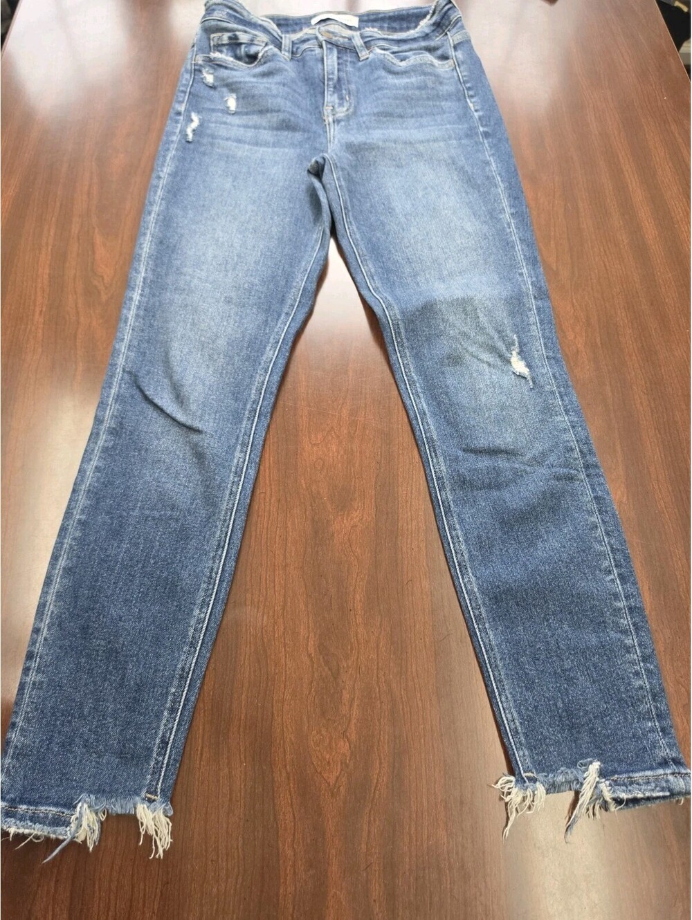Flying Monkey Size 27 Distressed Raw Hem Stretch Denim Jeans Edgy Casual Chic